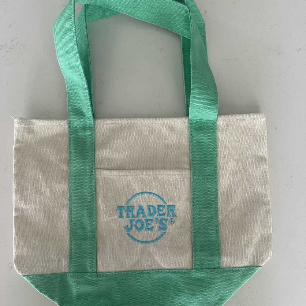 Trader Joe’s Mini Pastel Canvas Tote Bag Green